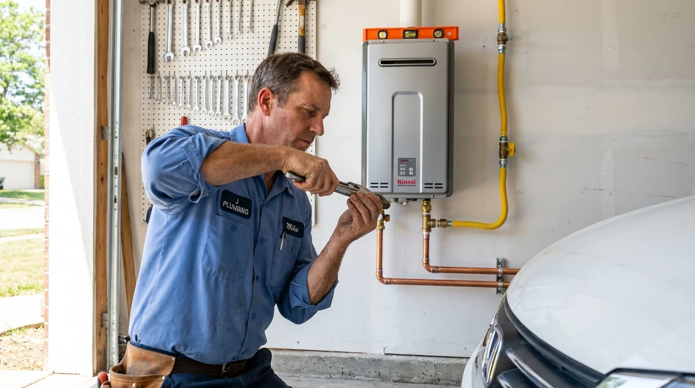 Tankless water heater installation by a Johns Plumbing LLC plumber in Fairbury